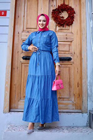 Kadın Cepli Tansel Kot Elbise