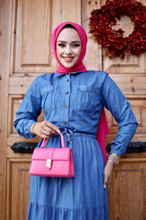 Kadın Cepli Tansel Kot Elbise