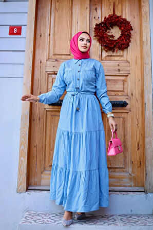 Kadın Cepli Tansel Kot Elbise