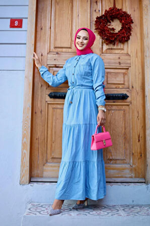 Kadın Cepli Tansel Kot Elbise