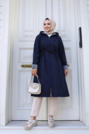 Kadın Fermuarlı Kısa Bondit Trençkot