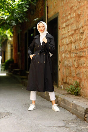 Kadın Cepli Kuşaklı Trençkot