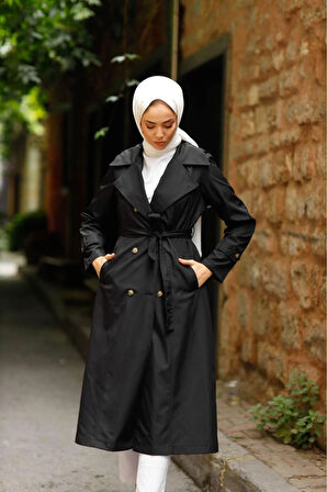 Kadın Cepli Kuşaklı Trençkot