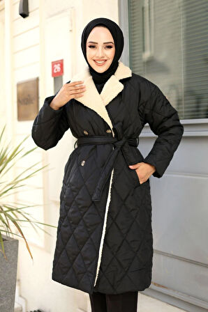 Kadın Astarlı Yandan İçi Kürklü Kapitone Mont