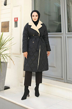 Kadın Astarlı Yandan İçi Kürklü Kapitone Mont