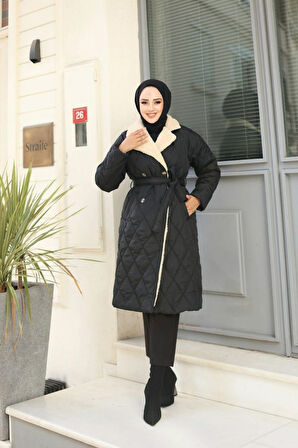 Kadın Astarlı Yandan İçi Kürklü Kapitone Mont