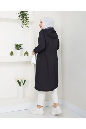 Kadın Kısa Fermuarlı Bondit Trençkot