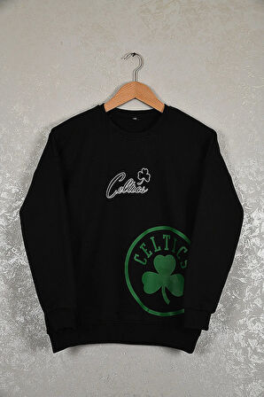Çocuk Celtic Oversize Baskılı Pamuklu Uzun Kollu Bisiklet Yaka Sweatshirt