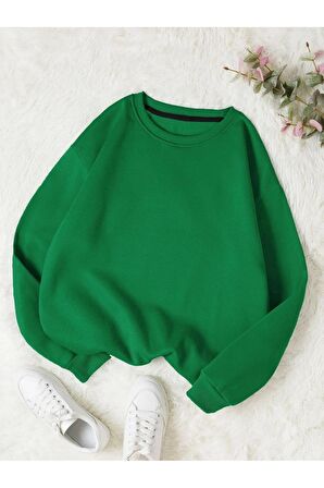 Düz Bisiklet Yaka Sweatshirt