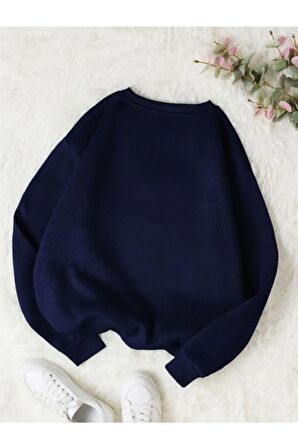 Düz Bisiklet Yaka Sweatshirt
