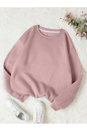 Düz Bisiklet Yaka Sweatshirt
