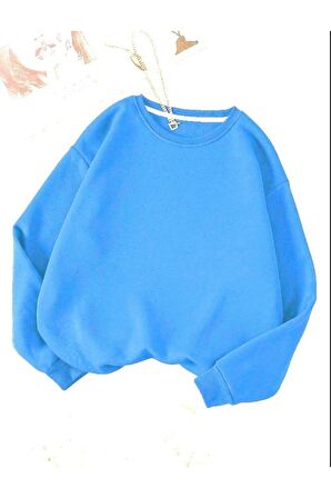 Kadın Düz Bisiklet Yaka Sweatshirt