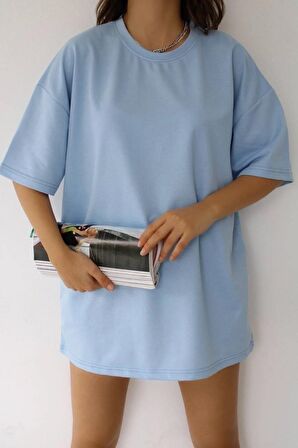 Unisex Bisiklet Yaka Oversize T-shirt