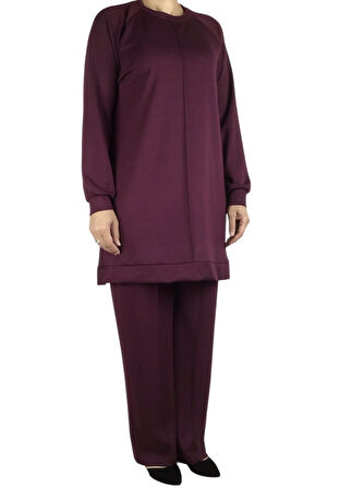 KADIN TUNİK ÖNÜ DİKİŞLİ ALTI BANTLI PANTOLON BELİ LASTİKLİ ÖNÜ DİKİŞLİ İKİLİ TAKIM