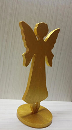 Evlilik Yıl Dönümü Hediyesi Kız Arkadaşa Doğum Günü Hediyesi Ahşap Melek Figürü-Gold