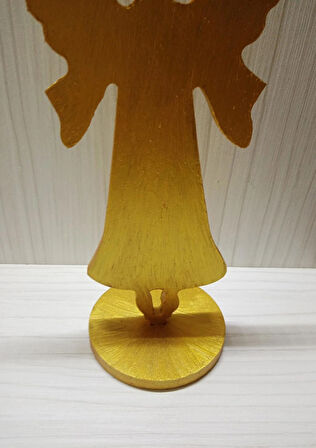 Evlilik Yıl Dönümü Hediyesi Kız Arkadaşa Doğum Günü Hediyesi Ahşap Melek Figürü-Gold