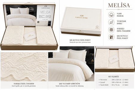 Capital Home DANTELLİ ÇİFT KİŞİLİK NEVRESİM TAKIMI 4 lü SET