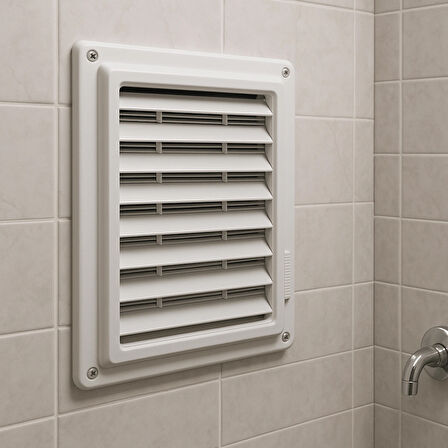 28x38 cm Plastik Banyo ve WC Havalandırma Menfezi – Yüzeysel Montaj, Hareketli Panjur Sistemli