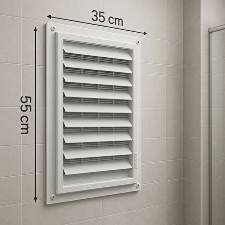 35x55 cm Plastik Banyo ve WC Havalandırma Menfezi – Hareketli Panjurlu, Yüzey Montajlı