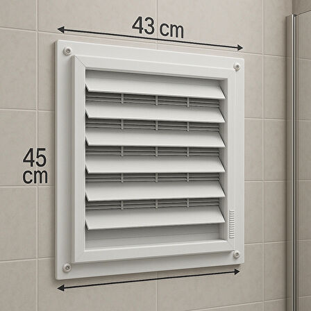 43x45 cm Plastik Banyo ve WC Havalandırma Menfezi – Hareketli Panjurlu, Yüzey Montajlı