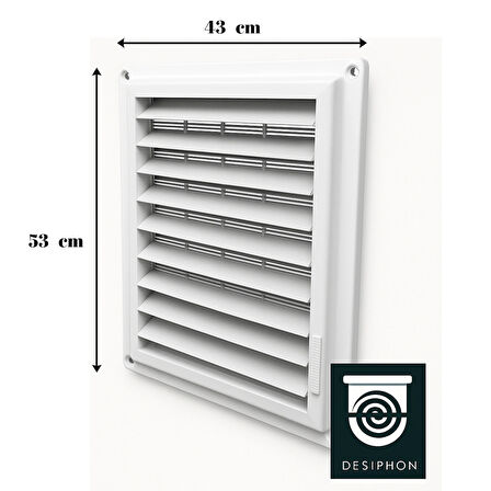 43x53 cm Plastik Havalandırma Menfezi – Yüzey Montajlı, Hareketli Panjurlu Banyo & WC Hava Gideri