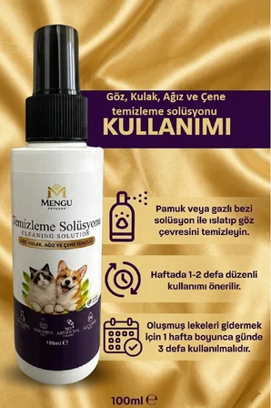 Kedi Köpek Göz Kulak Ağız Bakım Solüsyonu Yüz Deri Temizleme Hijyen Spreyi 100 ml