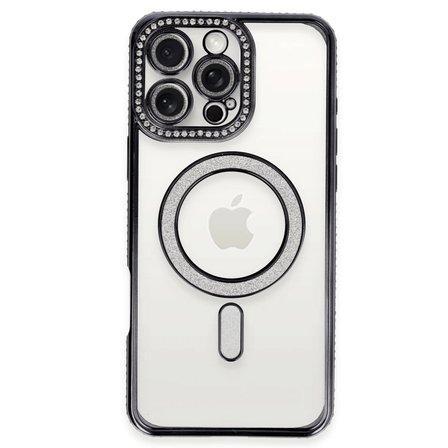 İphone 16 Pro Max Kılıf Joke Simli Magneticsafe Kılıf - Gri