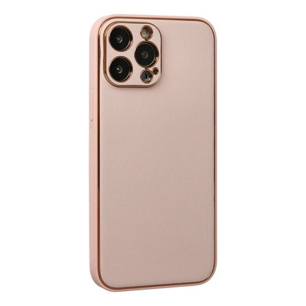 İphone 13 Pro Kılıf Coco Deri Silikon Kapak - Pudra