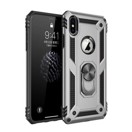 İphone X Kılıf Sofya Yüzüklü Silikon Kapak - Gümüş