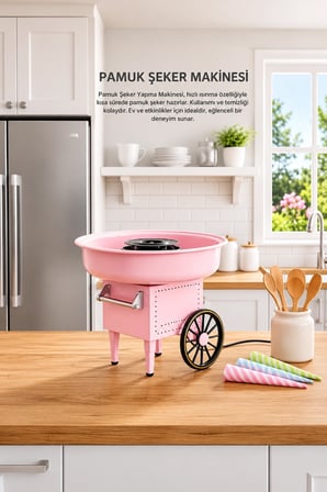 Ev Tipi Pamuk Makinesi Kompakt Tasarım Çocuklar Partiler İçin Pembe