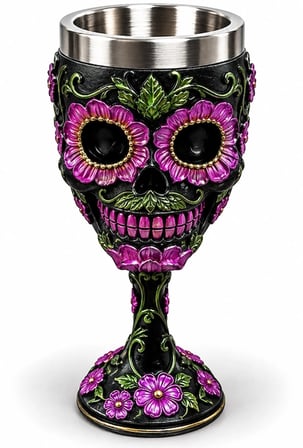 Day Of The Dead Kuru Kafa Tasarımlı 3D Çelik Kadeh Bardak Alk6513