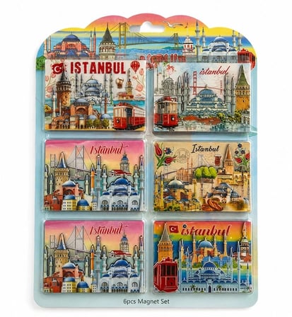 İstanbul Temalı Ahşap Buzdolapı Süsü Magnet 6'Lı Set Alk5808