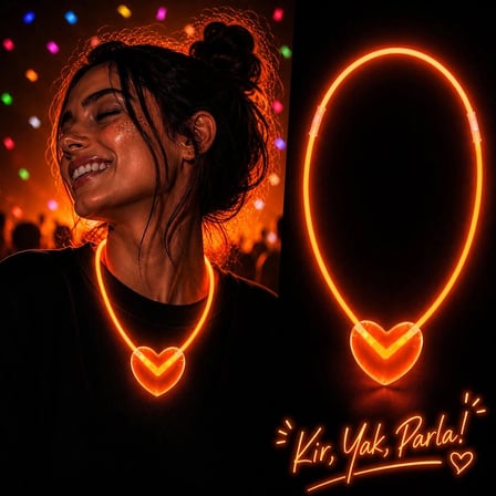 Neon Işıklı Fosforlu Parti Kolyesi Turuncu Renk