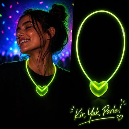 Neon Işıklı Fosforlu Parti Kolyesi Yeşil Renk