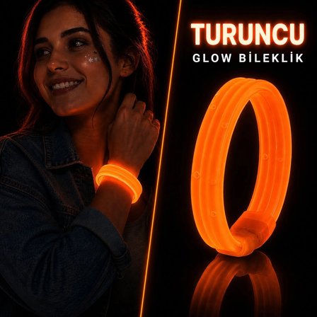 Turuncu Kalın Glow Bileklik – Kırılarak Yanan Parti Festival Bilekliği