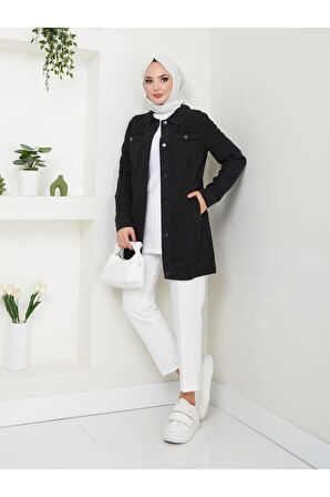Kadın Düğmeli Kot Ceket