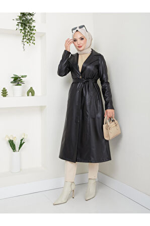 Kadın Astarlı Deri Trençkot