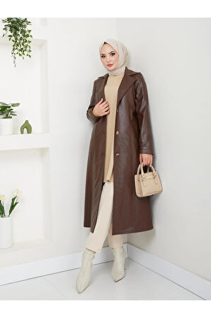 Kadın Astarlı Deri Trençkot