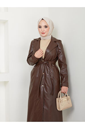 Kadın Astarlı Deri Trençkot