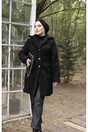 Kadın Astarlı Peluş Kaban