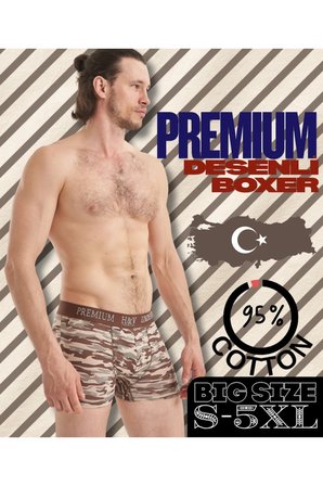 kamuflaj desenli̇ boxer (kahve)-terleme ve koku yapmaz-bel lasti̇ği̇ tahri̇ş ve i̇z yapmaz