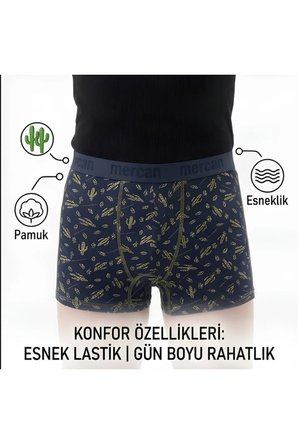 KAKTÜS DESENLİ BOXER - RAHAT KESİM, İz Yapmayan Bel Lastiği