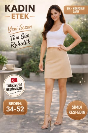 Mercan Jüpon Etek Kadın Ten Rengi 36 Beden