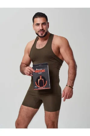 erkek haki takım özel kutuda uzun kesim boxer + sporcu atlet