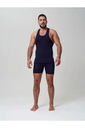 erkek lacivert takım özel kutuda uzun kesim boxer + sporcu atlet