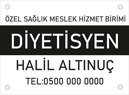 Kişiye Özel Diyetisyen PVC Levha 40x30 cm