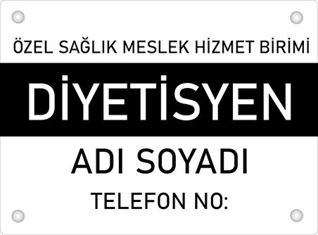 Kişiye Özel Diyetisyen PVC Levha 40x30 cm