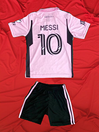 PEMBE MESSİ UNISEX TİŞÖRT ŞORT - PEMBE MESSİ KIZ ERKEK ŞORT TİŞÖRT