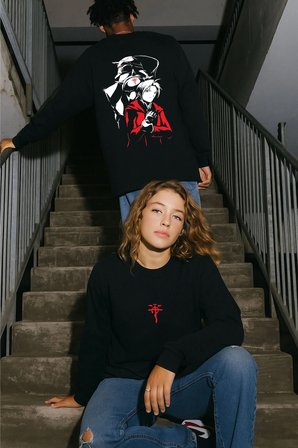 Lenithra Fullmetal Alchemist Brotherhood Elric Sırt Baskılı Unisex Oversize Sweatshirt Siyah / L