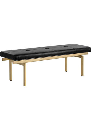 Aria Dekoratif Yatak Ucu Oturma Bankı Makyaj Oturağı Suni Derili Gold Metal Ayaklı Puf Bench